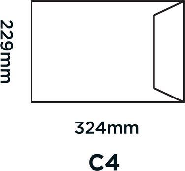 Самоклеючий поштовик білий C4 324 x 229 мм - 100г/м 250 шт. Одиночний, 13891