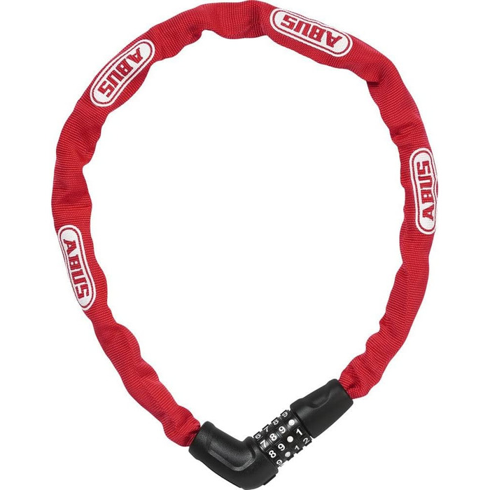 Ланцюговий замок ABUS Steel-O-Chain 5805C кодовий замок виготовлений зі сталевого ланцюга товщиною 5 мм рівень безпеки ABUS 4, червоний, 75 см, одинарний