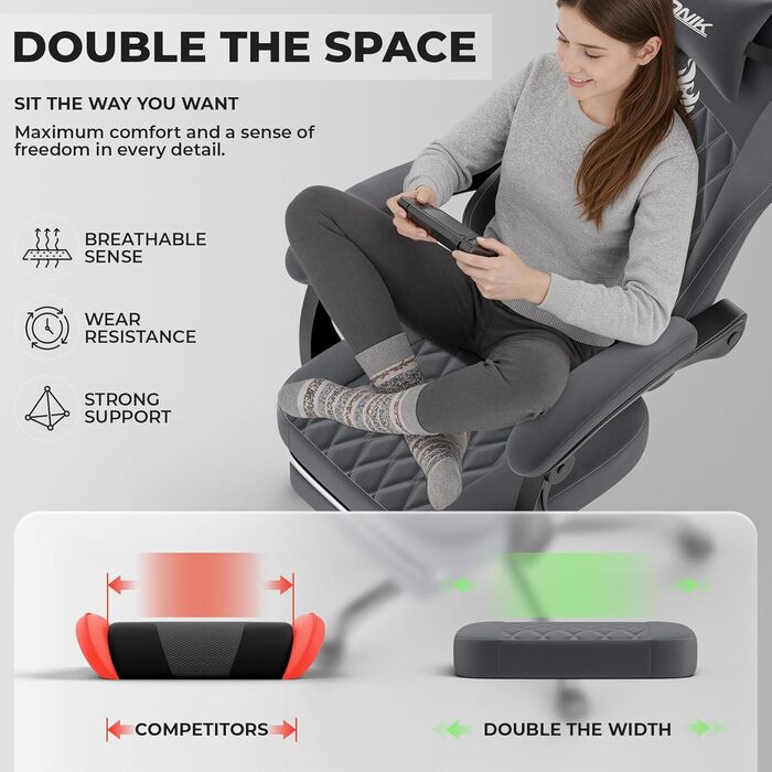 Геймерське крісло початкового рівня, ергономічне комп&39ютерне крісло з регульованою висотою та спинкою, просте ігрове крісло для дітей, підлітків та дорослих для кімнат та офісів, сірого кольору.