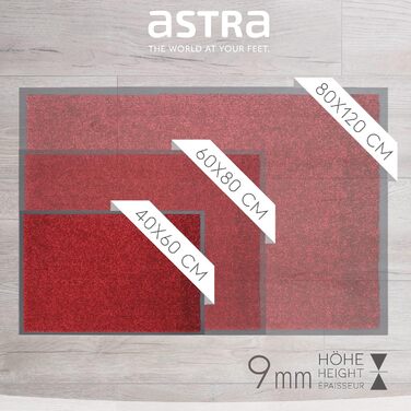 Міцний килимок Astra Perle для уловлювання бруду нековзний килимок для дверей килимки для підлоги в приміщенні вхідні килимки килимки (червоний, 40x60 см) 40 x 60 см (прямокутний) Червоний