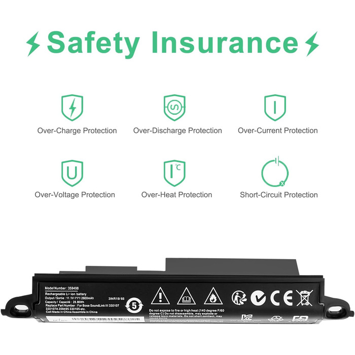 Акумулятор Shentec 11.1V 2600mAh 359495 для Bose SoundLink III 330107 359498 330105 330105A 330107A 359495 Замінний акумулятор для мобільної колонки Bose SoundLink Bluetooth II 404600
