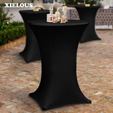 Складаний бістро-стіл, круглий складаний барний стіл з кришкою, водонепроникний для садів, бістро, весіль та заходів на свіжому повітрі, чорний