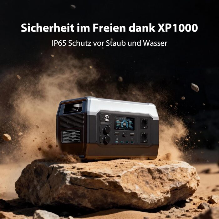 Портативна електростанція XP1000 1024 Втгод, сонячний генератор з акумулятором LiFePO4, вихід 1800 Вт змінного струму/100 Вт USB-C, швидка зарядка від 0 до 80 за 60 хвилин, аварійний генератор живлення для кемпінгу, дому, автофургонів та надзвичайних ситу