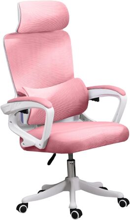 Ігрове крісло KIMISS з поперековою опорою, ергономічне крісло, багатофункціональне підйомне крісло для дому, навчання, офісу, комп&39ютерних ігор (РОЖЕВЕ)