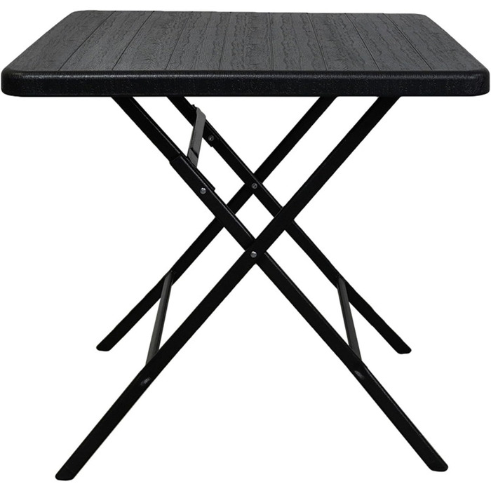 Складаний балконний стіл 78x78 см, водонепроникний садовий стіл для 4 осіб, пластиковий, під дерево, чорний, кемпінговий стіл, вуличний складний стіл, невеликі меблі для балкону, бістро, сад, тераса, балкон, під дерево, чорний