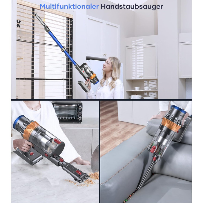 Акумуляторний пилосос MIBODE, 45000 Па/550 Вт/65 хв, акумуляторний пилосос з розумним дисплеєм, автоматичним режимом та щіткою про