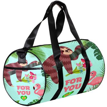 Спортивна сумка, маленька дорожня сумка, сумка для йоги, кумедне зображення лінивця та фламінго, сумка для фітнесу на відкритому повітрі, ручна поклажа
