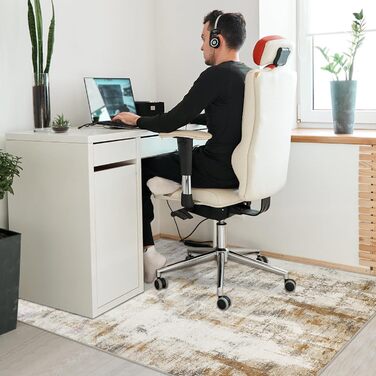 Захисний килимок Famibay для офісних стільців 90x120 см, килимок для домашнього офісу, бежево-коричневий, стійкий до подряпин, килимок для стільців на стільці для твердих підлог, паркет, вінілові підлоги високої щільності, нековзний, миється, бежево-корич