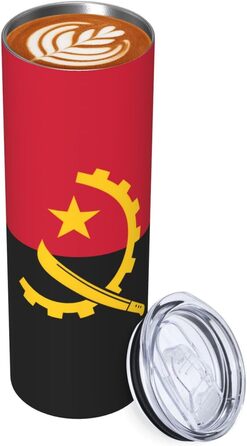 Кухоль з прямою трубочкою, дизайн ангольського прапора, друкований, дорожній кухоль, підходить для кемпінгу, офісу та дому, 590 мл