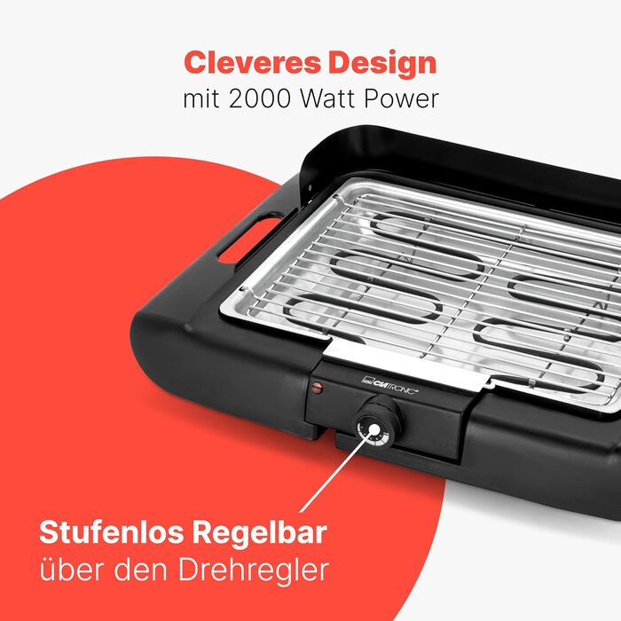 Настільний гриль Clatronic Барбекю електричний гриль ідеально підходить для балкона та кухні поверхня гриля 35 x 24 см електричний