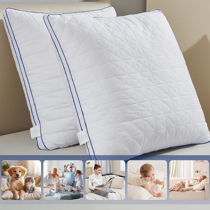 Подушки CELESTA 80x80, комплект з 2 шт. - Подушки з мікрофібри готельної якості на блискавці, пухнасті подушки для сну, дихаючі, можна прати, сертифіковані Oeko 80x80 (комплект з 2 шт.)