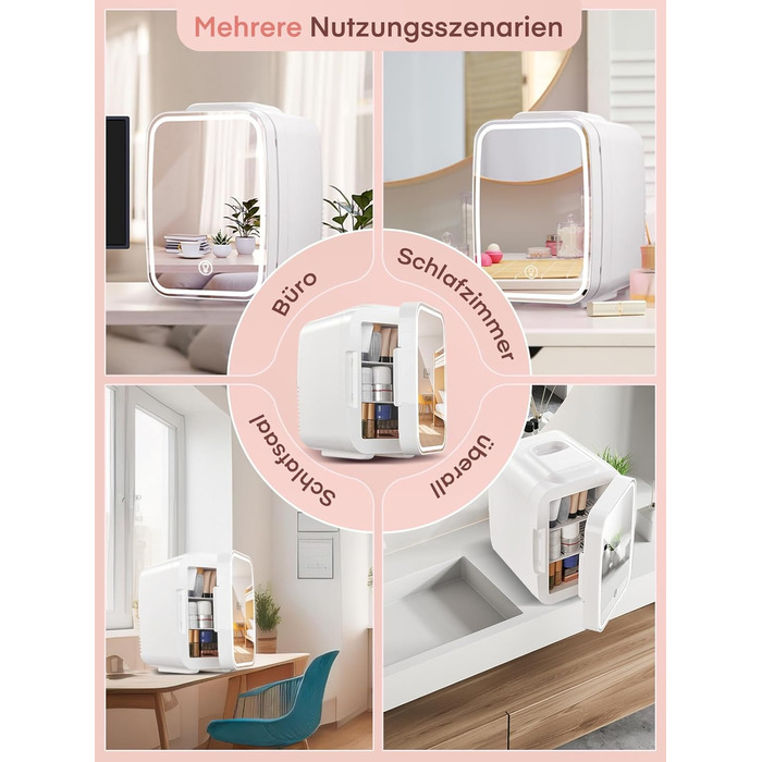 Міні-холодильник FOHERE 5 л зі світлодіодним дзеркалом, 220 В змінного струму / 12 В постійного струму, холодильник для напоїв, не