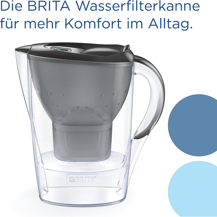 Фільтр для води BRITA Глечик-глечик Marella графіт (2,4 л) з картриджем MAXTRA PRO All-in-1 фільтр для зменшення вапняного нальоту, хлору, свинцю, міді та речовин, що погіршують смак у воді