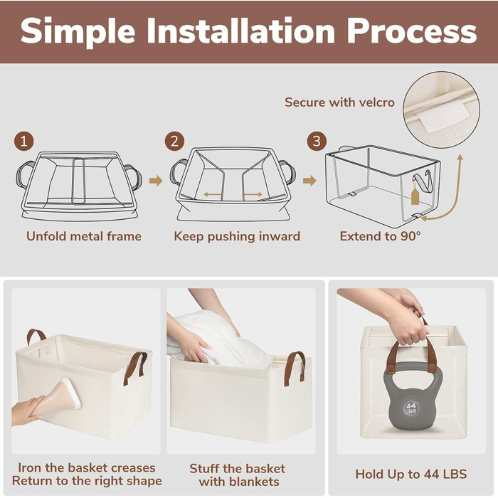 Дитячі коробки для зберігання TIMEYARD, 2 шт., органайзер для шафи об&39ємом 30 л, кошик для зберігання у ванній кімнаті, полиця, письмовий стіл, кошик для білизни, складаний, прямокутний, 42 Д x 28 Ш x 25 В см, бежевий