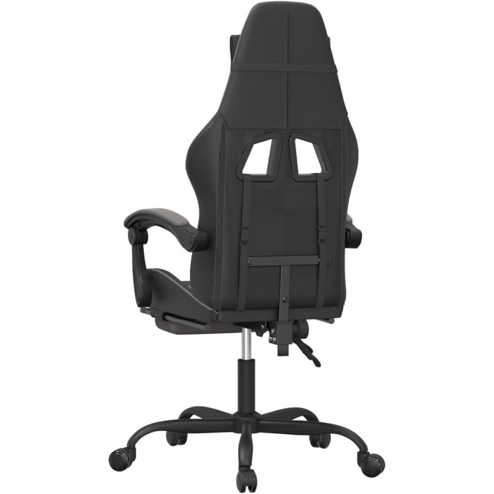 Геймерське крісло, офісне крісло, з підставкою для ніг, чорно-сіре, штучна шкіра