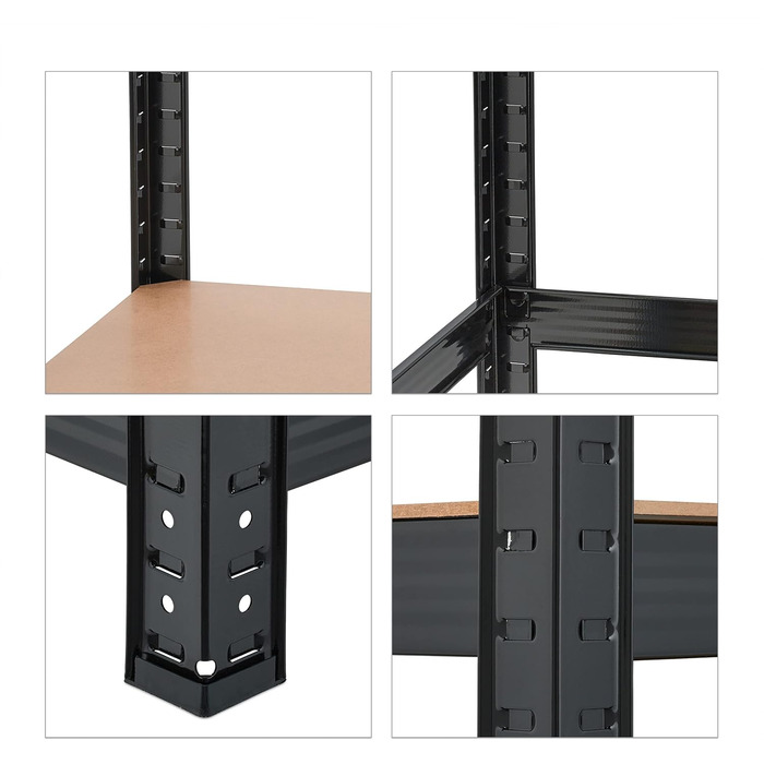 Надміцний стелаж Relaxdays, 5 ярусів, металевий стелаж для зберігання, чорний Розміри 180x100x50 см, вантажопідйомність 1250 кг, для підвалу, гаража