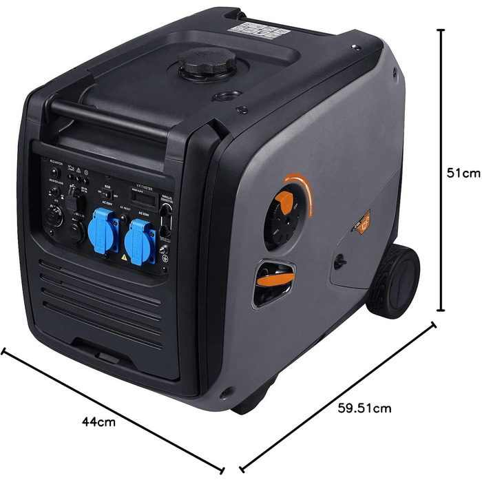 Генератор струму revolt Бензиновий інверторний генератор, 4000 Вт, 2 x 230 В, 1 x 12 В, 2 x USB, 12 л (Інверторний генератор струму, бензин, живлення)