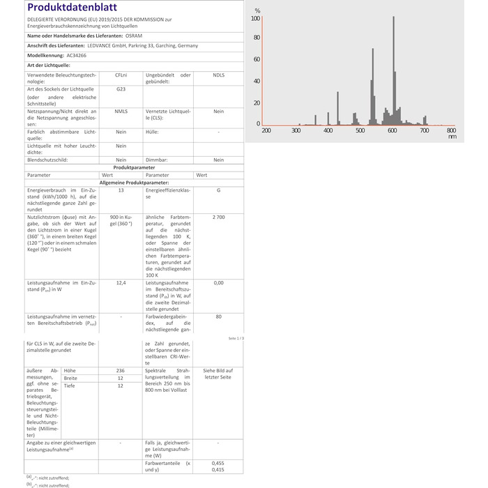 Енергозберігаюча лампа Osram Dulux S, цоколь G23, 11 Вт, теплий білий - 2700K
