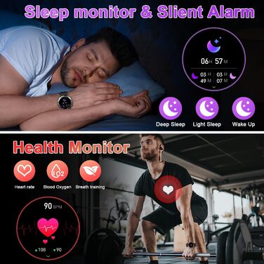 Військовий смарт-годинник для чоловіків з функцією телефону водонепроникний наручний годинник, фітнес-трекер, Bluetooth-дзвінки, смарт-годинник з монітором серцевого ритму, сну, спортивний годинник, крокомір, годинник для Android, iOS, чорний