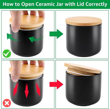 Набір керамічних банок WOPPLXY з 4 предметів з кришкою та наклейкою, чорна керамічна банка об&39ємом 260 мл з кришкою, чорна керамічна банка для зберігання кави, спецій, цукру, чаю