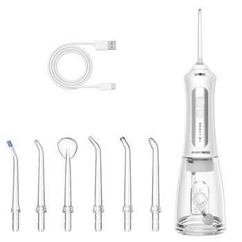 Акумуляторний іригатор для зубів та ясен, 5 режимів очищення, 5 насадок, резервуар 300 мл, бездротовий USB-іригатор, водонепроникний IPX7 та обертова насадка на 360