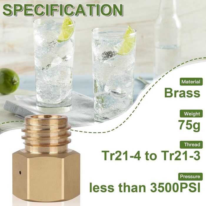 Адаптер EFUTURETIME для Sodasteam TR21-4 перероблений для Quooker Cube Tank (TR21-3), латунь