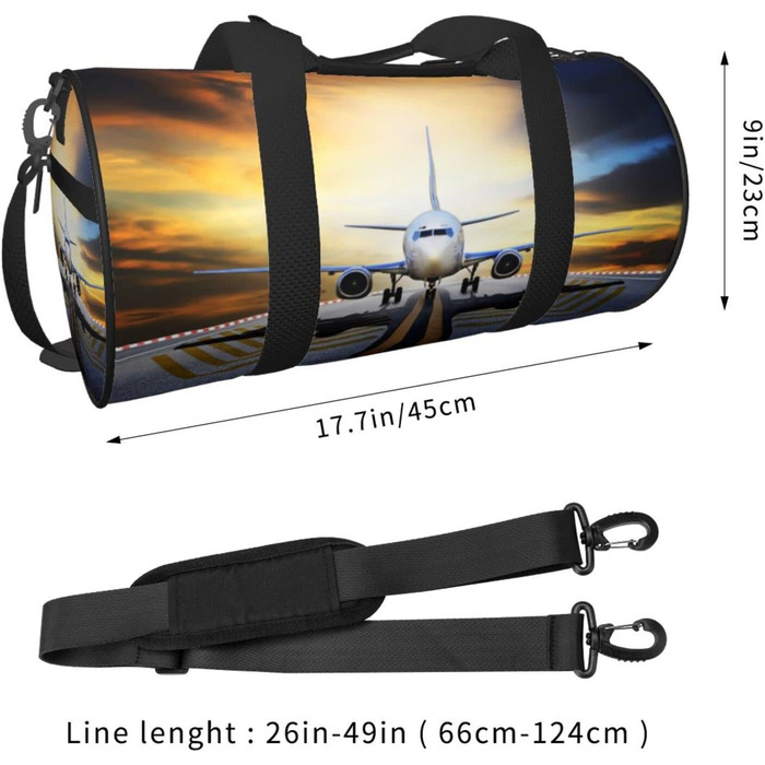 Спортивна сумка, дорожня сумка, рюкзак, з авіаційним принтом, сумка для подорожей на ніч, чорна, універсальний розмір, дорожня сумка