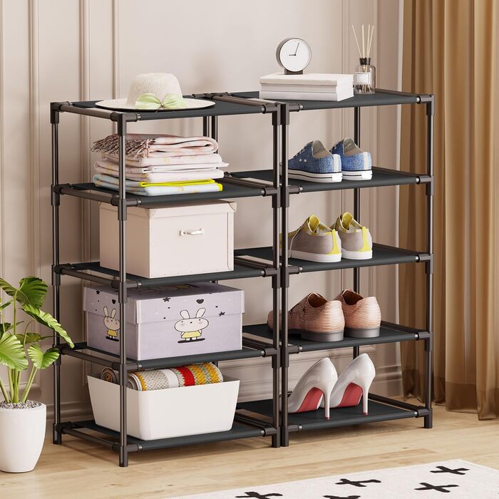 Комод, тканинний комод з 4 шухлядами, шафа для зберігання речей, комод для передпокою, спальні, вітальні та офісу - Чорний