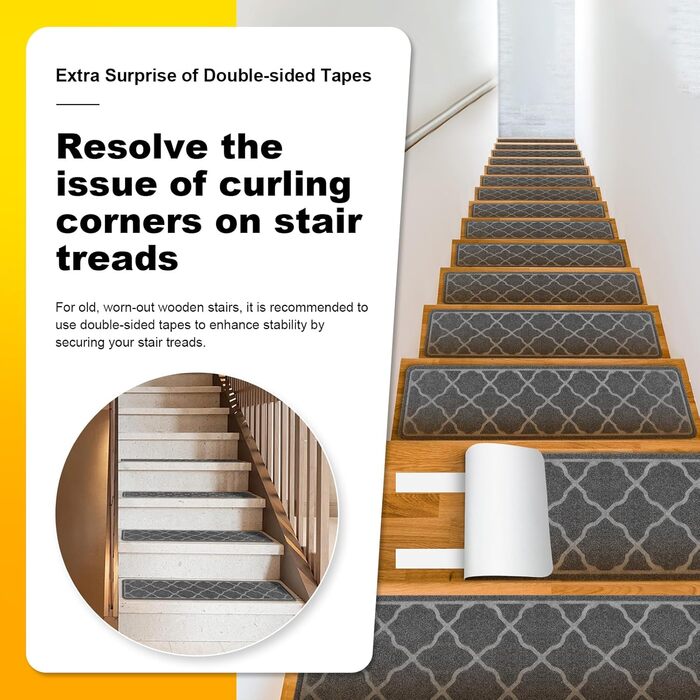 Килимків для сходів 76x20 см, протиковзкі килимки для сходів, самоклеючий килимок для сходів, килимок для сходів, який можна прати в пральній машині, з гумовою основою TPR для дітей, людей похилого віку та собак, сірий, 15 шт., 15