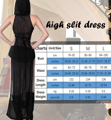 Жіноча сексуальна прозора готична сукня з капюшоном, коміром, без рукавів, костюм на Хелловін, EDM фестиваль, рейв-костюм, чорний колір, розмір M