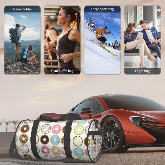 Спортивна сумка для подорожей, з квітковим принтом, дорожня сумка на ніч, чорна, універсальний розмір