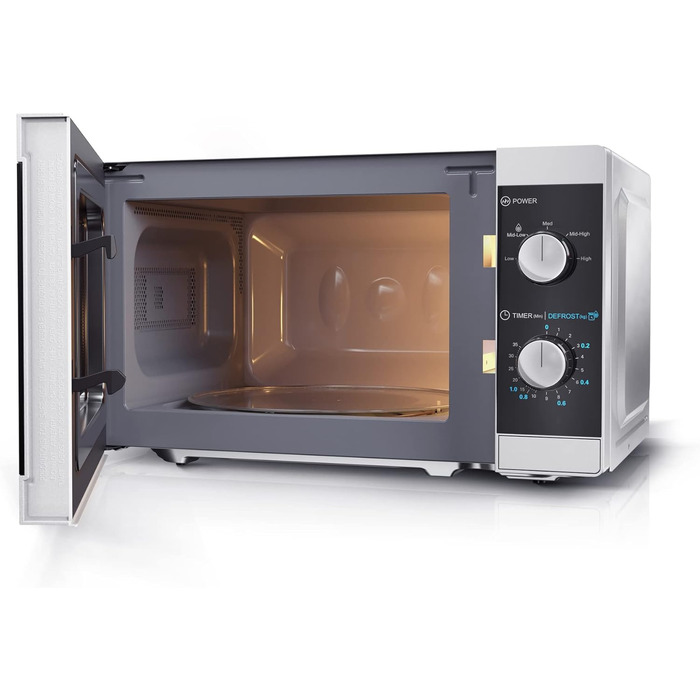 Мікрохвильова піч SHARP MS01ES (мікрохвильова піч 800 Вт, 5 рівнів потужності, функція розморожування, розміри 440x258x344см), сріблястий