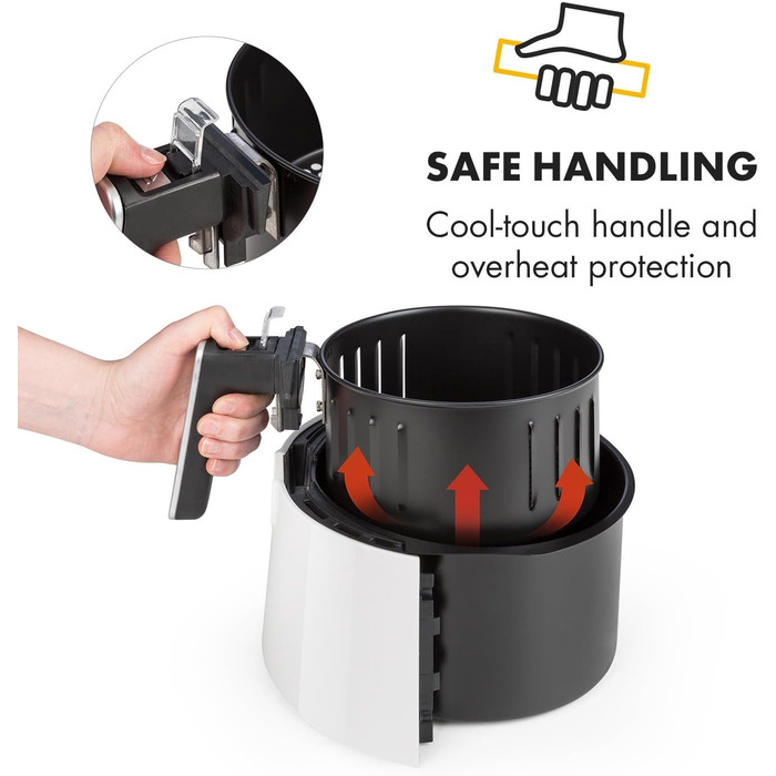 Фритюрниця, фритюрниця, аерофритюрниця, 1300 Вт, ємність 2,5 л, смаження без жиру, випічка, гриль, смаження, 8 програм, антипригарне покриття CeraPlus, білий