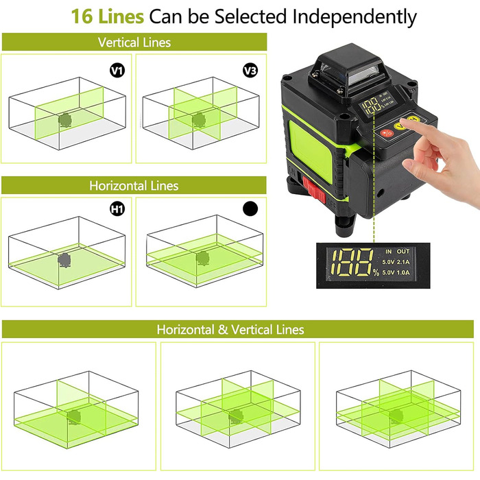 Поперечний лазерний нівелір Самовирівнюючий зелений лазерний нівелір 16 ліній 4D лазерний нівелір Поперечний лазерний нівелір із зеленою лінією Лазерний нівелір на 360 градусів з пультом дистанційного керування та магнітною підйомною основою