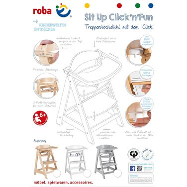 Стільчик для годування Sit Up Click & Fun, стільчик для годування зі знімною обідньою дошкою та баром, інноваційний замок, росте р