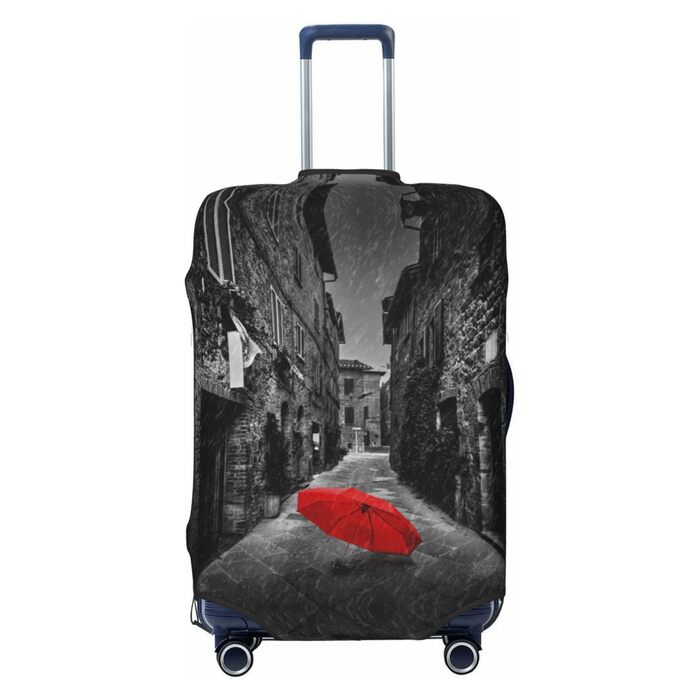 Чохол для валізи BAFAFA з принтом Червона парасолька, захист від подряпин та пилу, еластичний, чорний, розмір 80