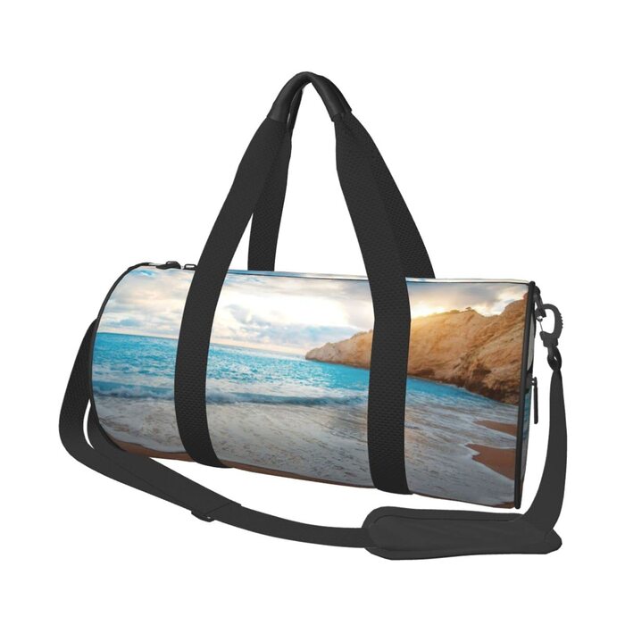 Спортивна сумка для подорожей, пляжна сумка з тропічним дизайном, швидке друкування малюнка, чорна, універсальний розмір