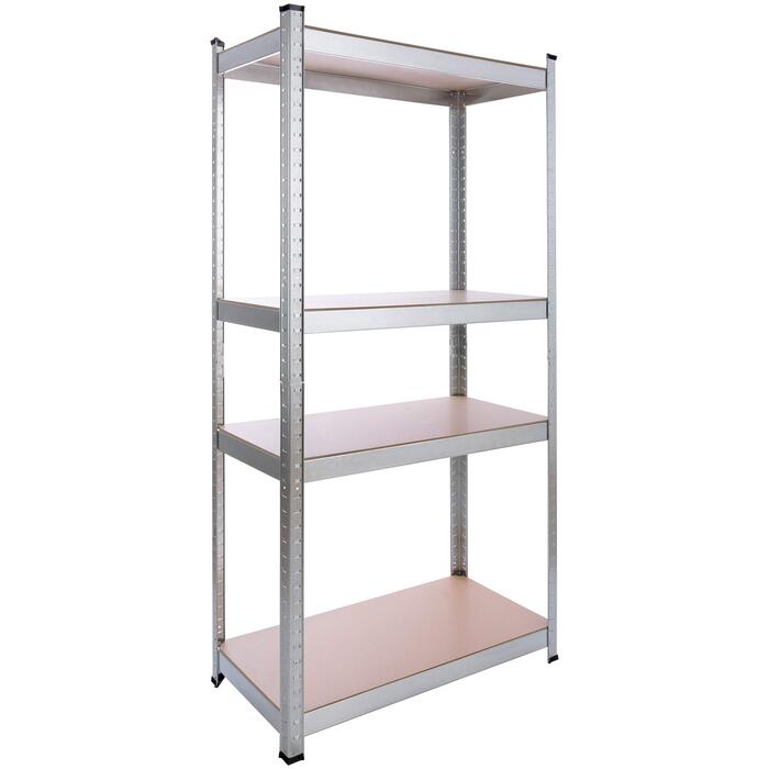 Надміцний стелаж Arebos 160 x 80 x 40 см Вантажопідйомність 320 кг Товщина 0,7 мм 4 полиці з МДФ Легке складання за допомогою системи вставок (гвинти не потрібні) Оцинкований