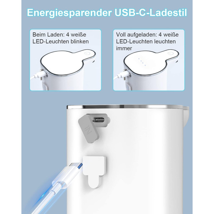 Настінне кріплення для мила, автоматичний дозатор мила Dalugo 400 мл, що перезаряджається, з 4 регульованими рівнями, водонепроник