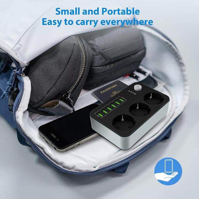 Адаптер розетки з декількома розетками на смужці 3 відділення перемикається з 6 USB (5V / 3.4 A, 17W), перемикається з декількома