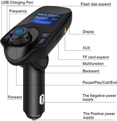 Гучний зв'язок, зарядний пристрій USB T11 Bluetooth Автомобільний комплект гучного зв'язку MP3-плеєр FM-передавач