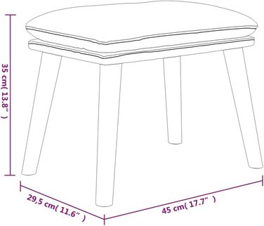 Оксамитова підставка для ніг, кремово-біла, 45 x 29.5 x 35 см, 341477