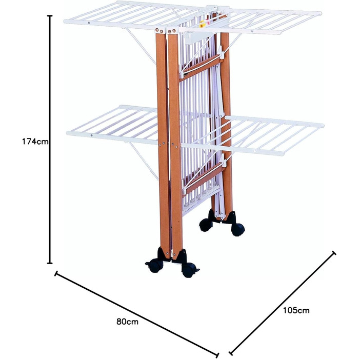 Складаний кінь для одягу, 105 x 80 x 174 см, дерево, горіх