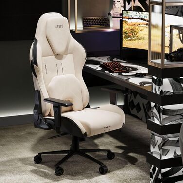 Ігрове крісло Diablo Fabric, ергономічне, з магнітним підголівником та охолоджуваним сидінням, міцна металева основа, регульовані по висоті підлокітники, ПК-крісло, ігрове крісло, 140 кг, Шторм у пустелі