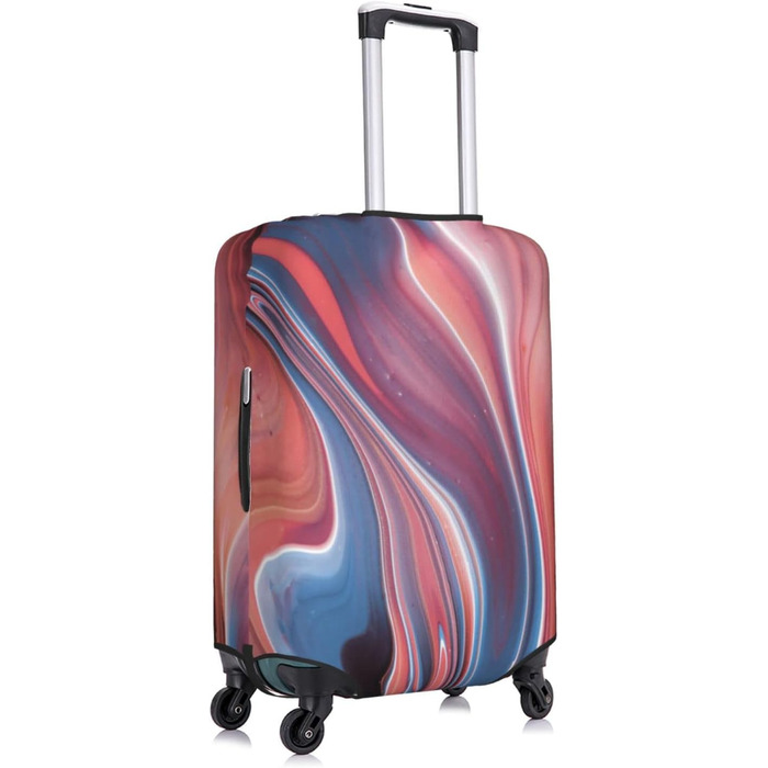 Чохол на валізу Абстрактний рожевий мармур, еластичний, водостійкий, захисний, для подорожей та роботи (розмір валізи 45,7 - 81,3 см), чорний, розмір S