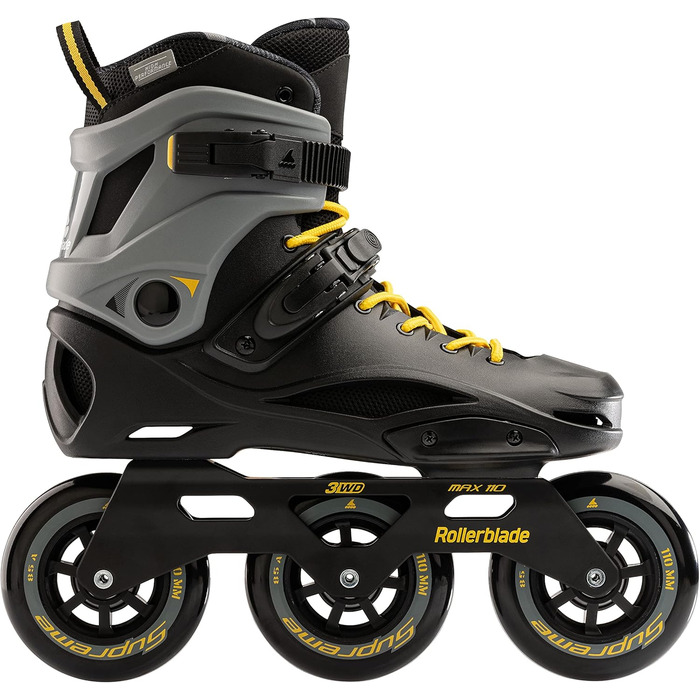 Роликові ковзани для фітнесу унісекс чорний/шафрановий жовтий, Urban Performance Inline Skates 7, 110 Unisex Adult Fitness Inline