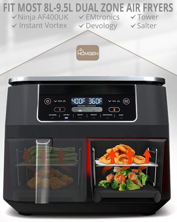 Аксесуари для фритюрниці HOMGEN 6 шт. Аксесуари для фритюрниці Двокамерна фритюрниця Аксесуари для Ninja Foodi AF400EU AF300EU 8-9.5 л Решітка для приготування їжі, папір для випічки тощо