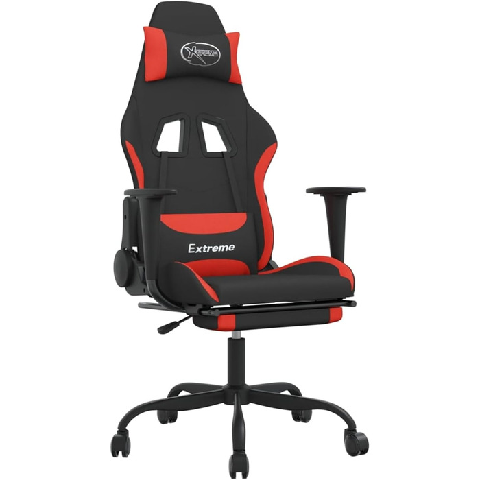 Геймерське крісло з підставкою для ніг, чорно-червоне тканинне крісло, модель 3143731