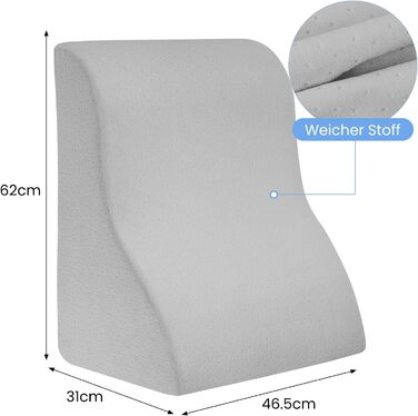 Подушка для спини/подушка для читання для ліжка та дивана, клиноподібна подушка, ергономічна клиноподібна подушка, зручна спинка для читання, перегляду телевізора, ігор та відпочинку (сіра)