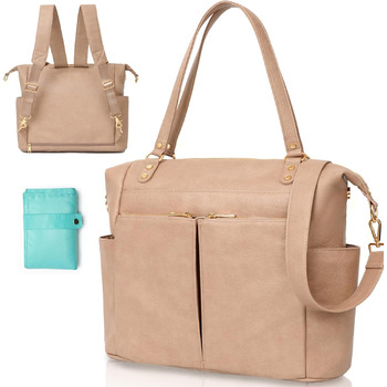 Пеленальна сумка MOMINSIDE, сумка-сумка, шкіряна пеленальна сумка, рюкзак з 14 кишенями для мами, тата, список бажань для дитини,